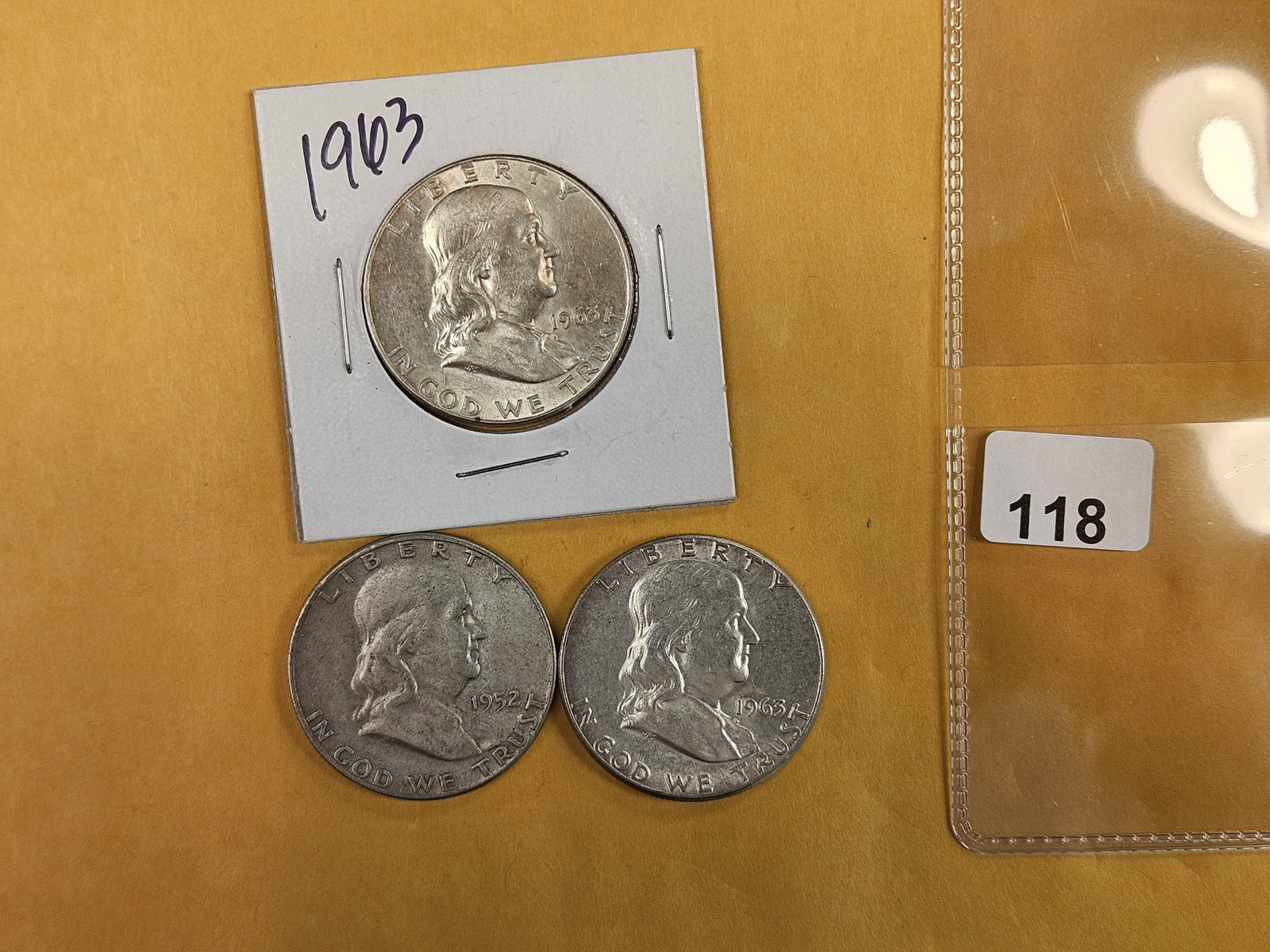 Three silver Franklin Half Dollars: Circulated