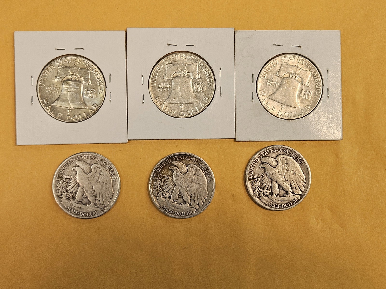 Six mixed Silver Half Dollars - 3
