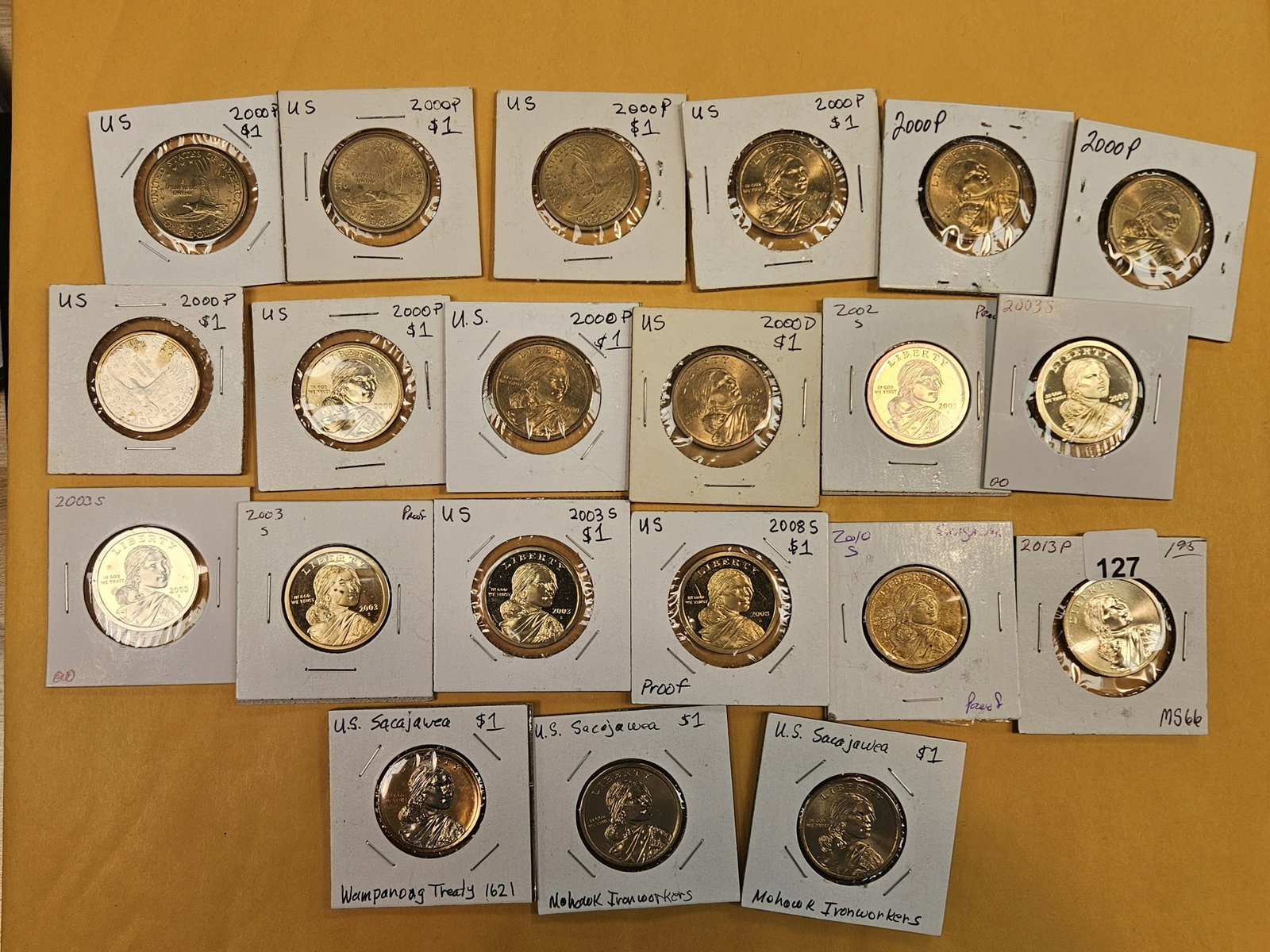 Twenty-One mixed Dollars: Sacagawea. Mixed