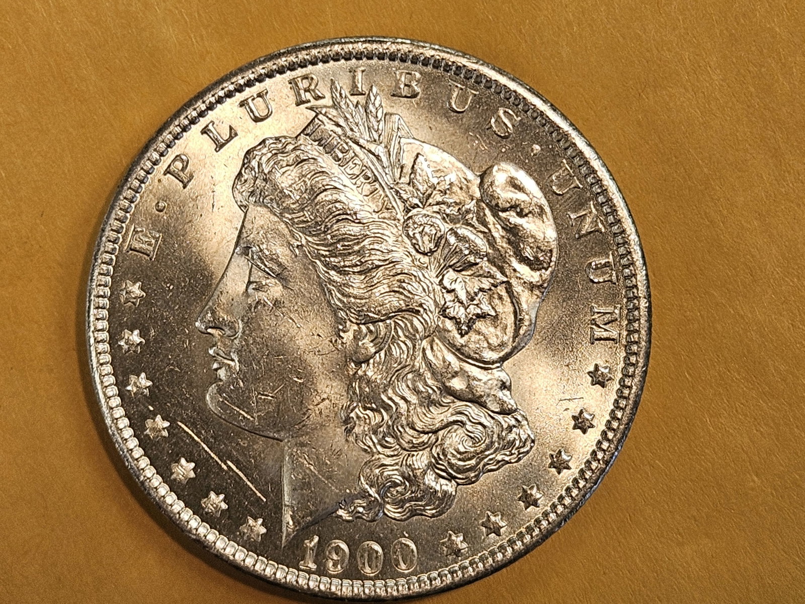 Very Choice Brilliant Uncirculated 1900-O Morgan Dollar: Blast white!