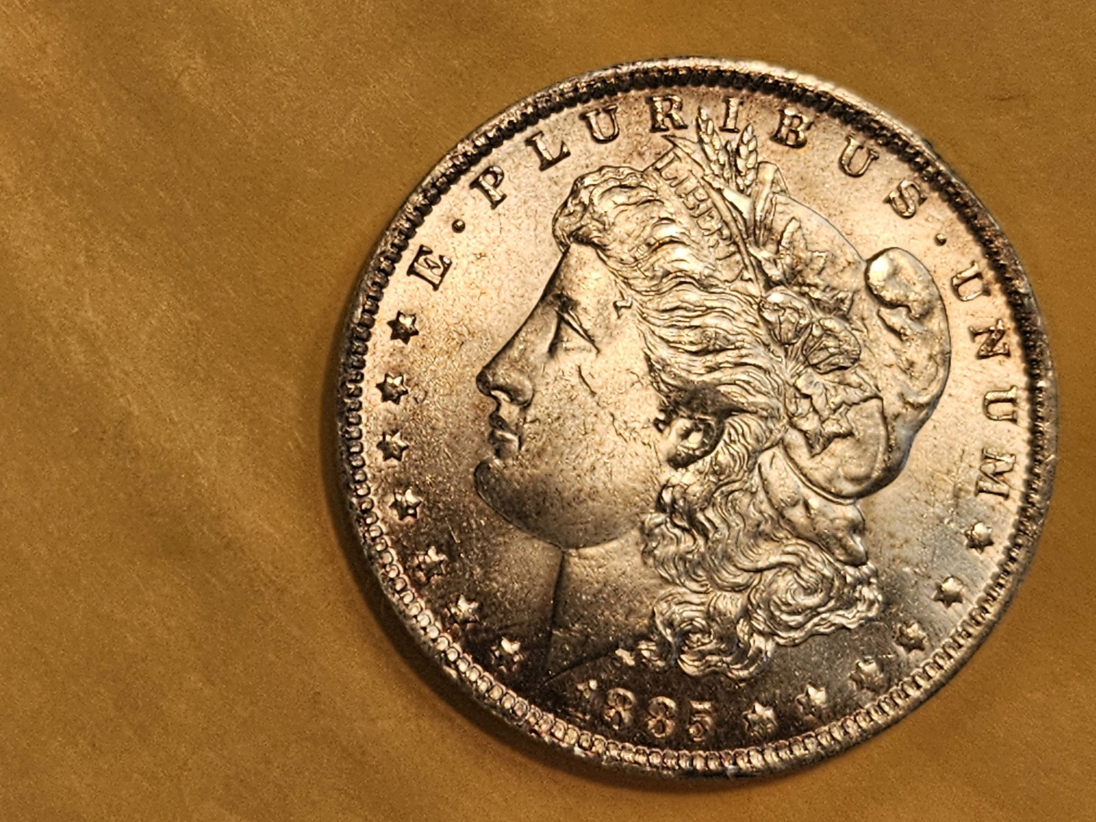 GEM Brilliant Uncirculated 1885-O Morgan Dollar: Beautiful patina!