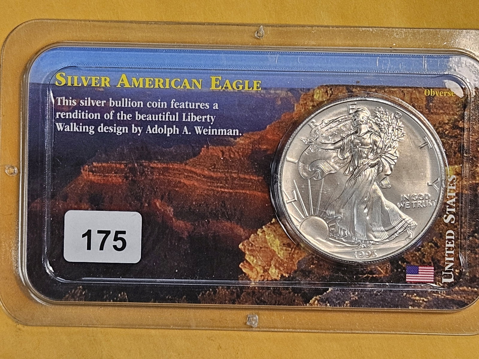 Better Date GEM Brilliant Uncirculated 1993 American Silver Eagle: In plastic capsule