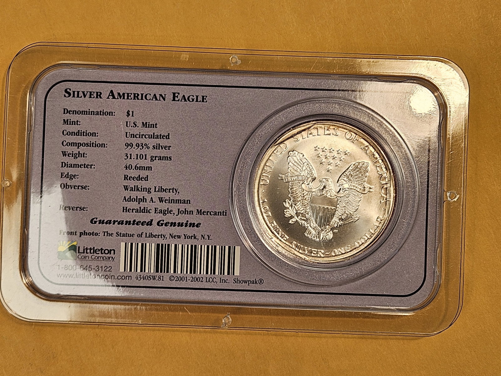 GEM Brilliant Uncirculated 1999 American Silver Eagle - 2