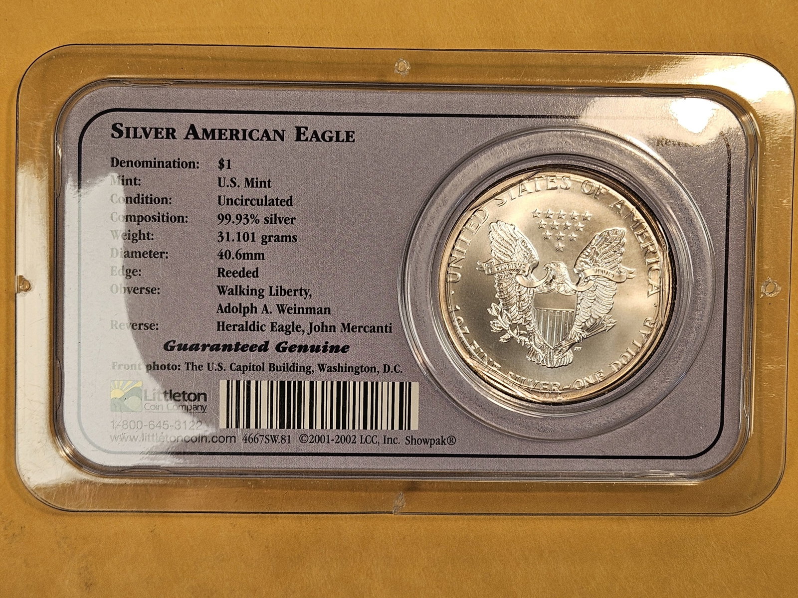 GEM Brilliant Uncirculated 2000 American Silver Eagle - 2