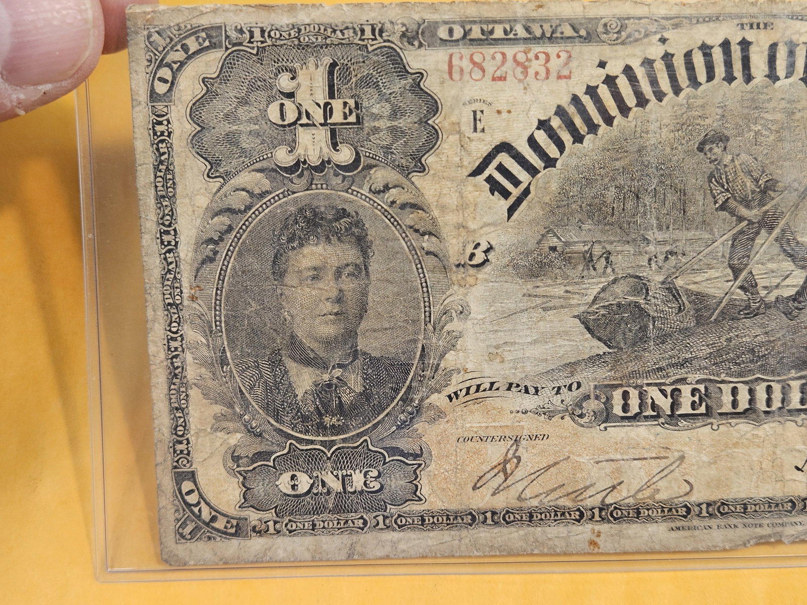 * Scarcer 1898 Dominion of Canada Large Size One Dollar Note - 2