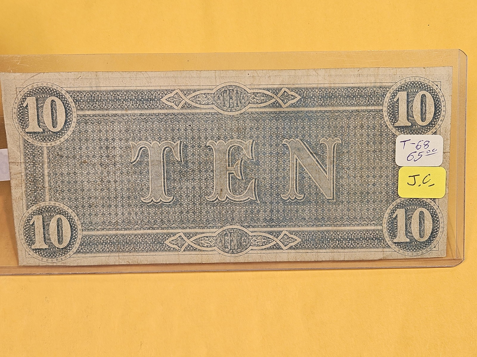 1864 Confederate States of America Ten Dollars - 2