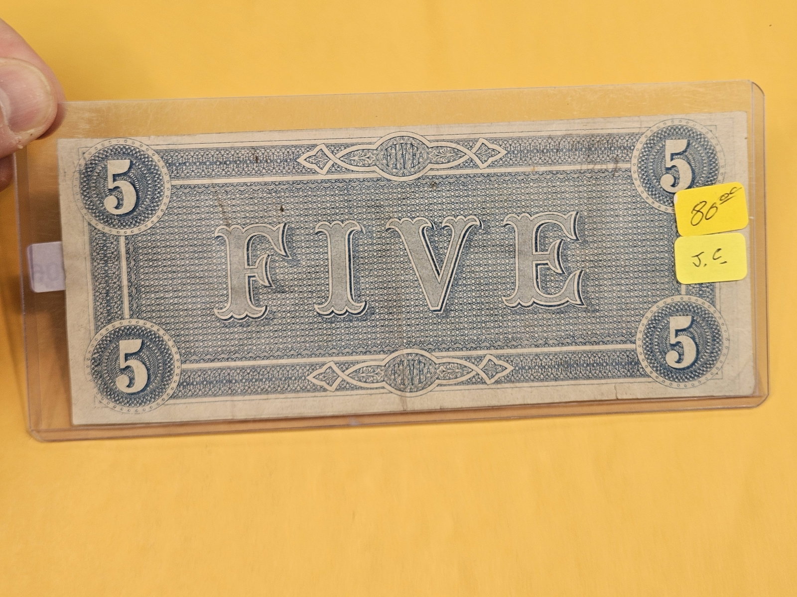 1864 Confederate States of America Five Dollars - 2