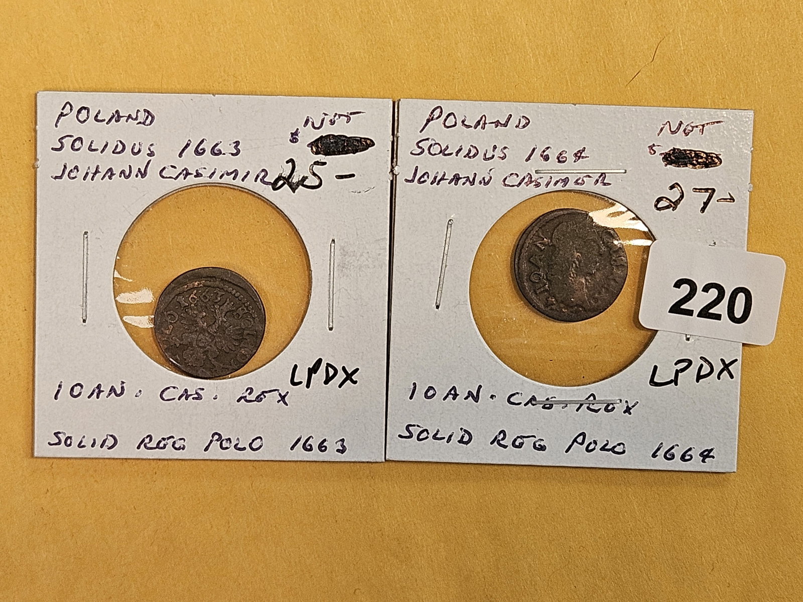 Medieval! Two Polish coins from 1663 and 1664: Solidus'