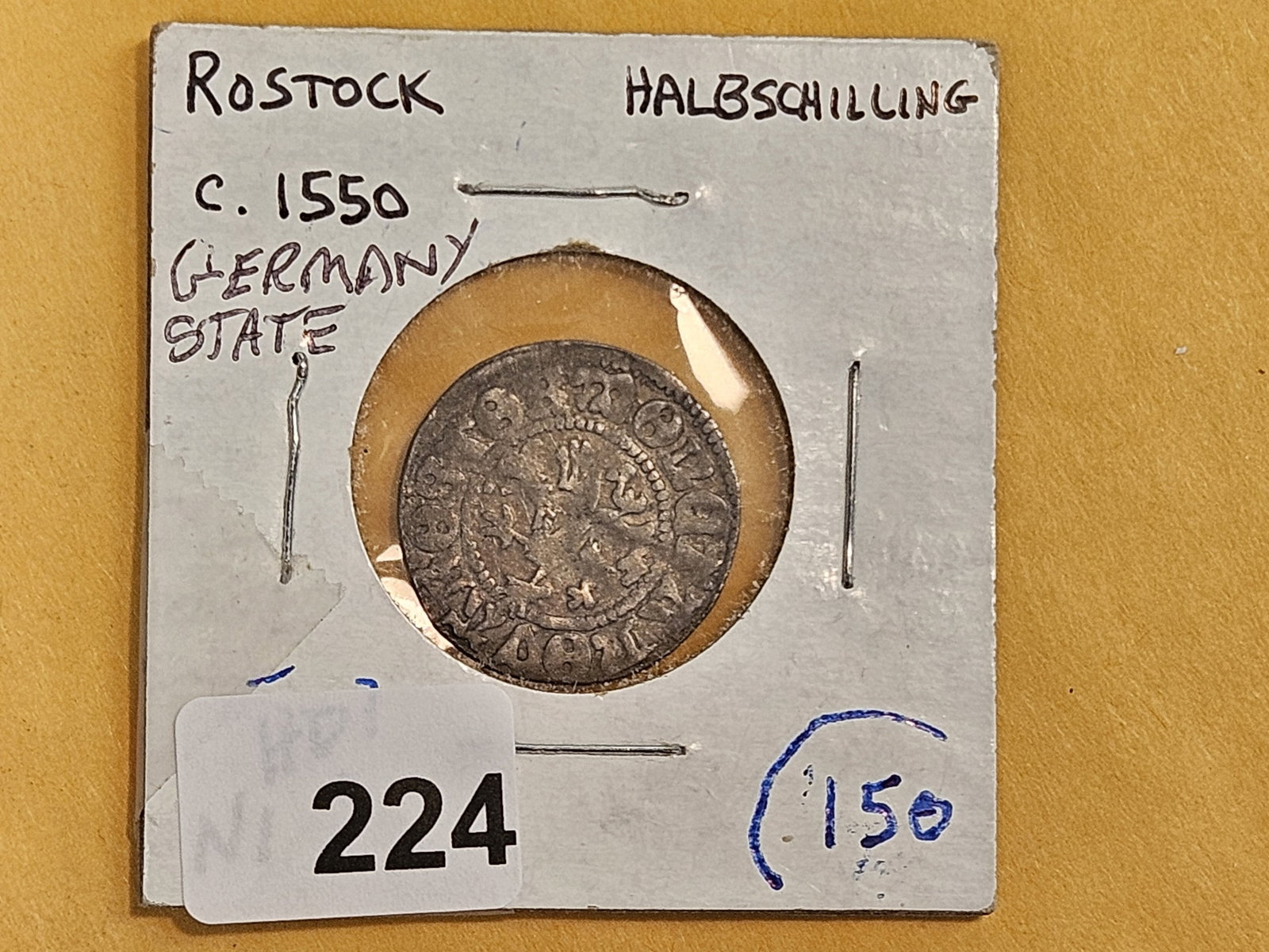 Scarcer c.1550 German States Rostock halbschilling - 2