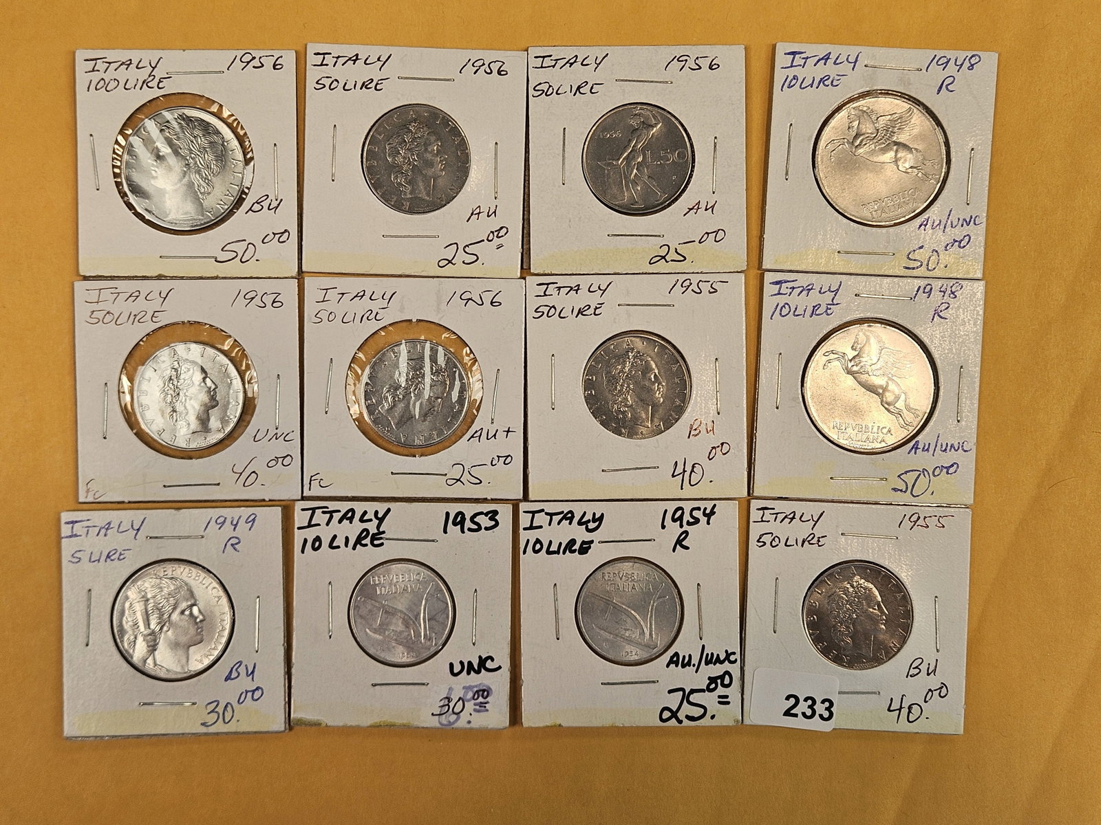 Twelve better date and-or grade Italian coins: All 1940's and 1950's