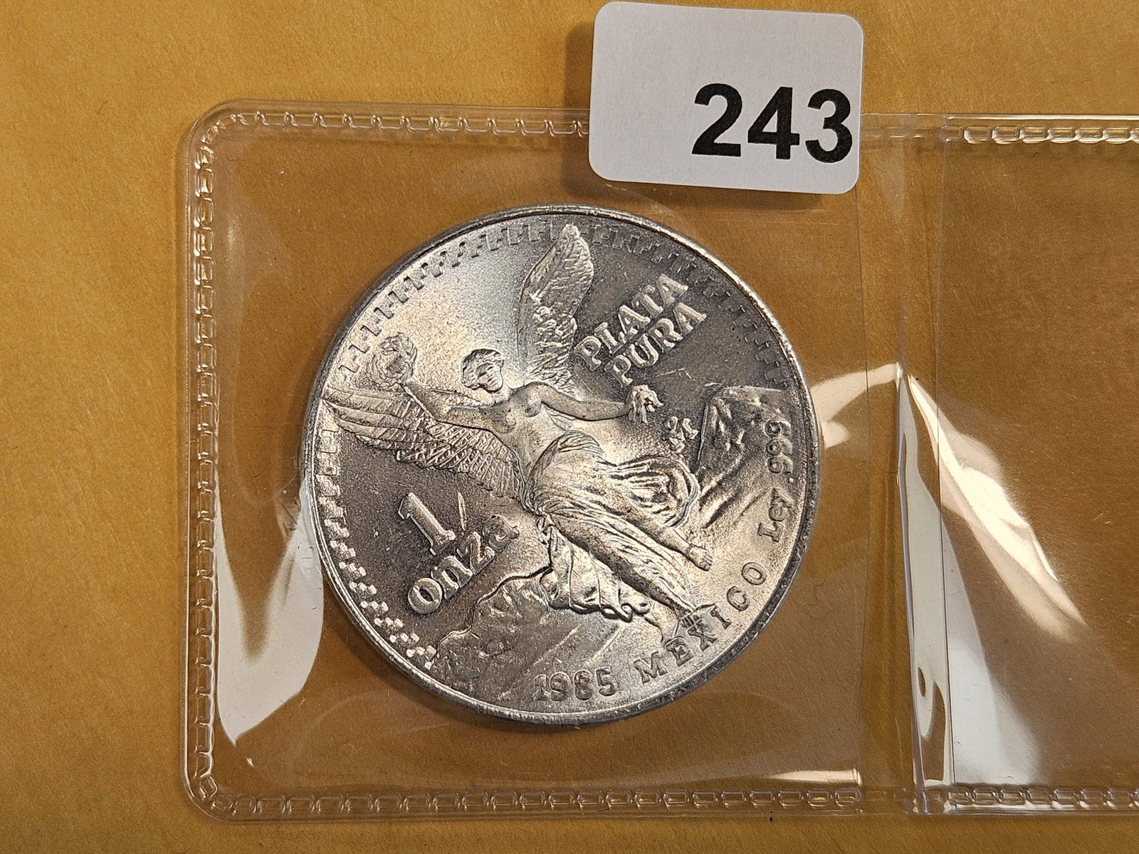 GEM Brilliant Uncirculated 1985 Mexico silver onza: Libertad