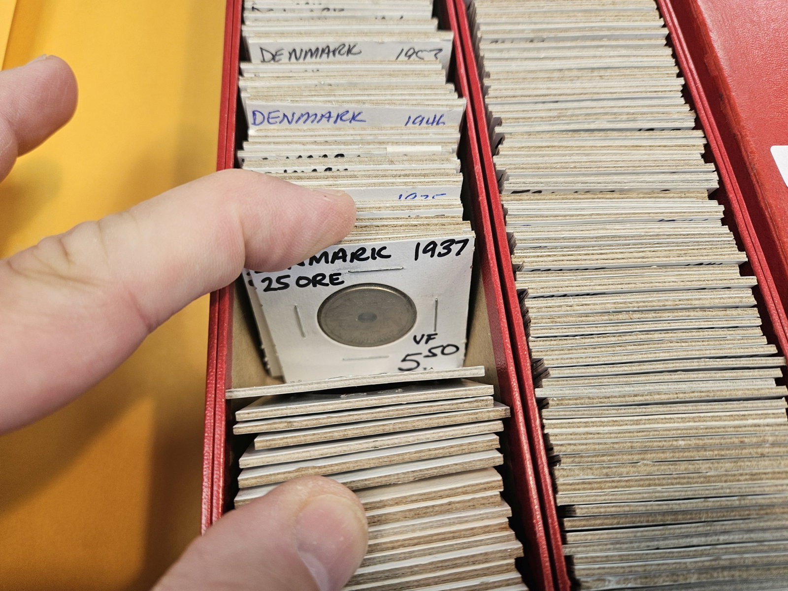 HUGE DOUBLE ROW Stock box full of World coins!! - 4