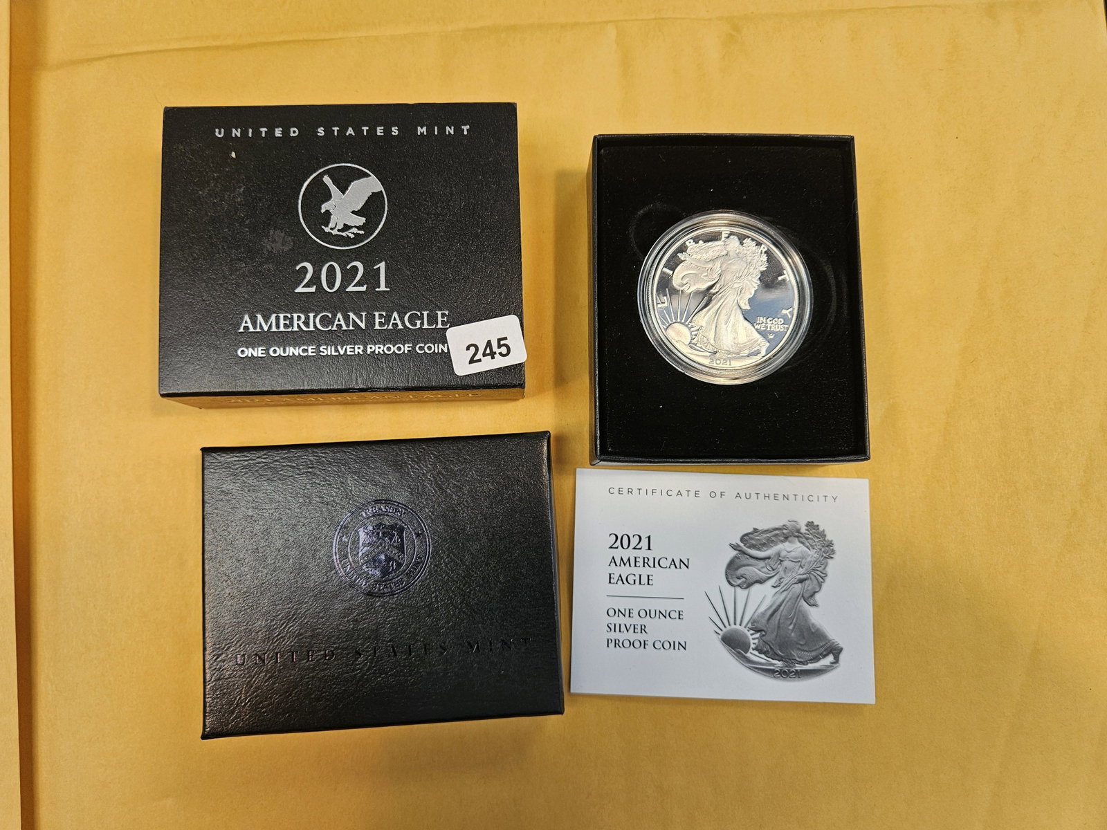 GEM Proof Deep Cameo 2021 American Silver Eagle: In original government packaging with certificate of authenticity