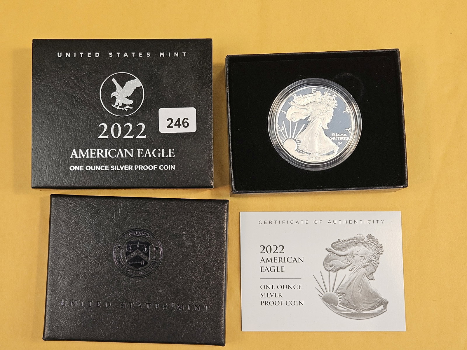GEM Proof Deep Cameo 2022 American Silver Eagle: In original government packaging with certificate of authenticity