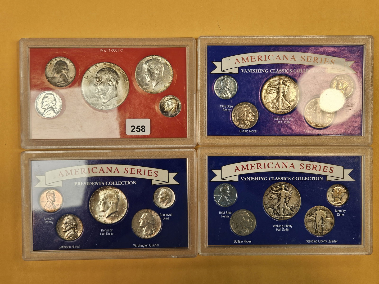Four mixed Silver Coin sets: Each one has 90% silver US Coins