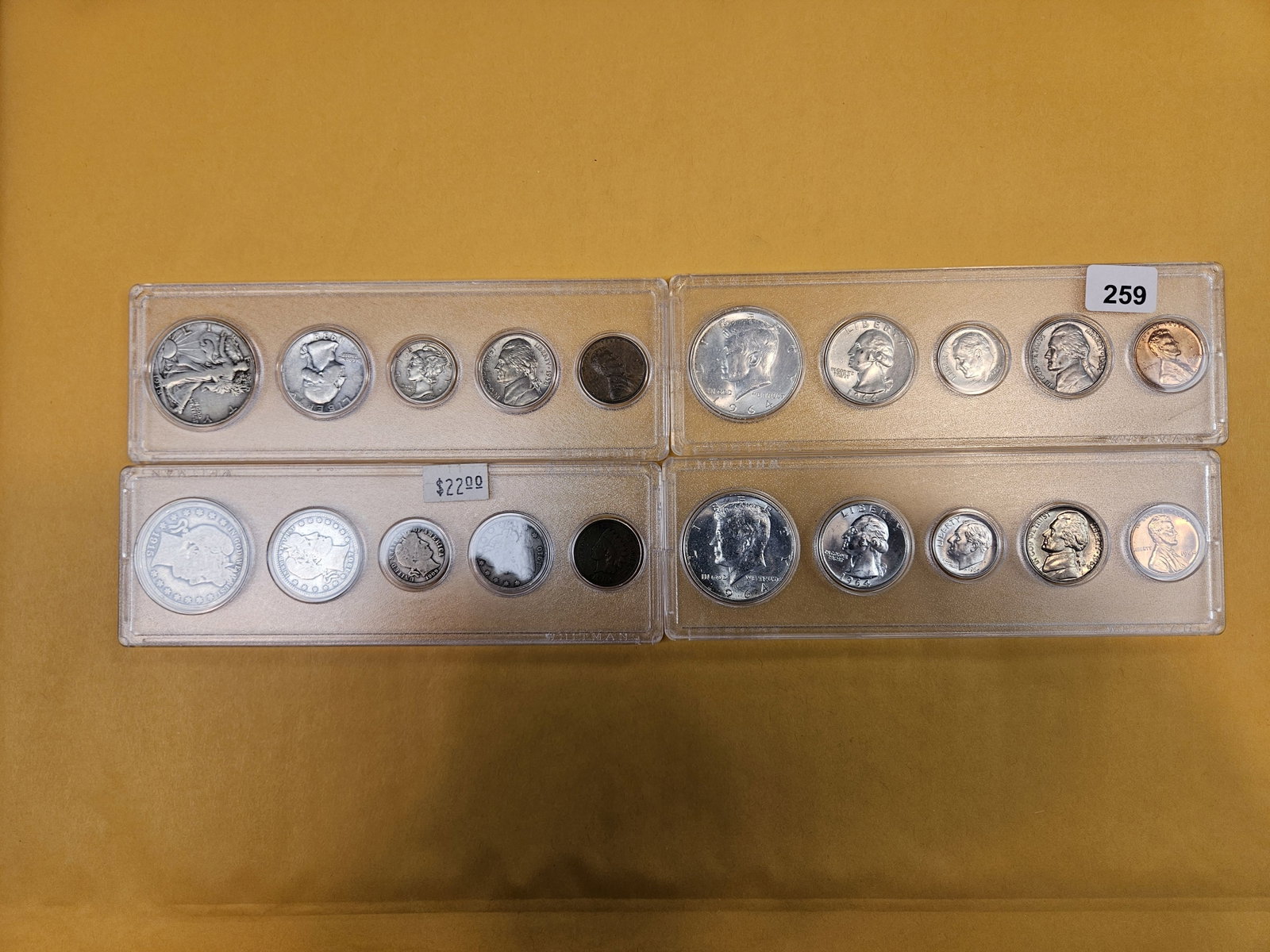 Four mixed Silver Coin sets: All 90% US Silver coinage