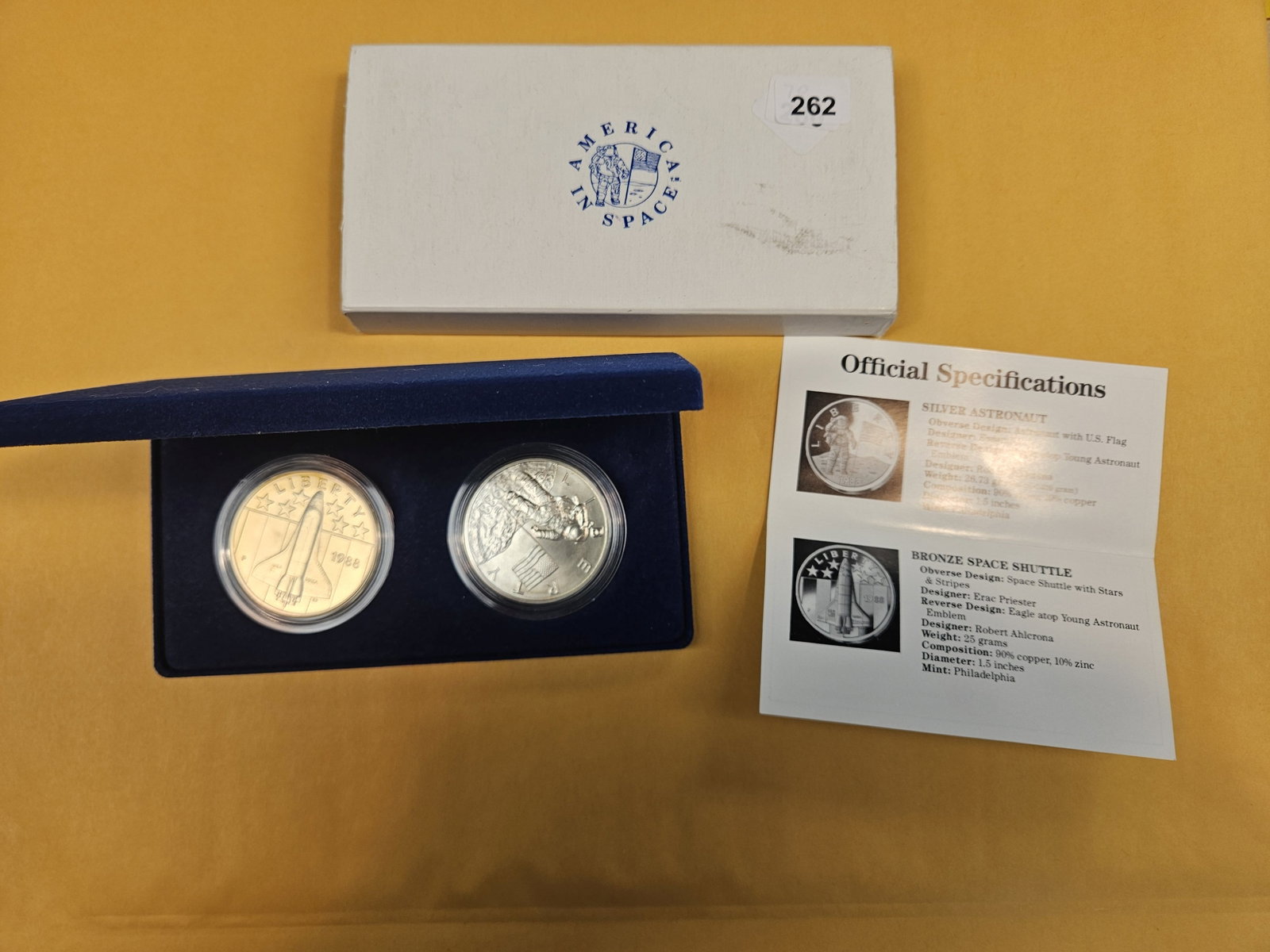 America in Space Silver and Copper medal set: In original packaging with COA