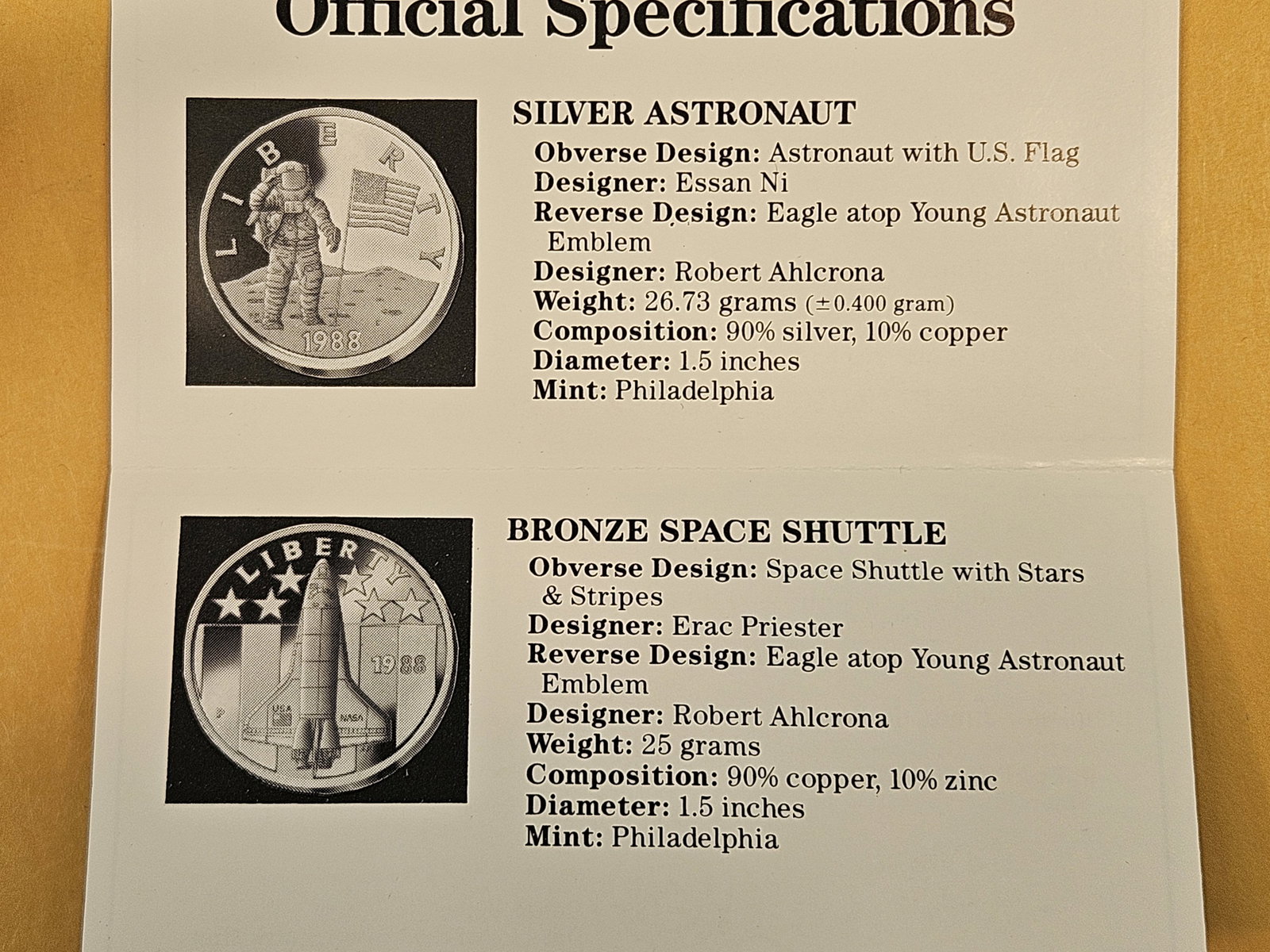 America in Space Silver and Copper medal set - 3