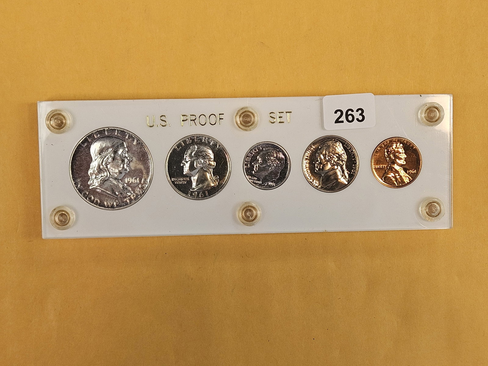 GEM! 1961 US Silver Proof Set: In Capital Plastic holder. Gorgeous toning!