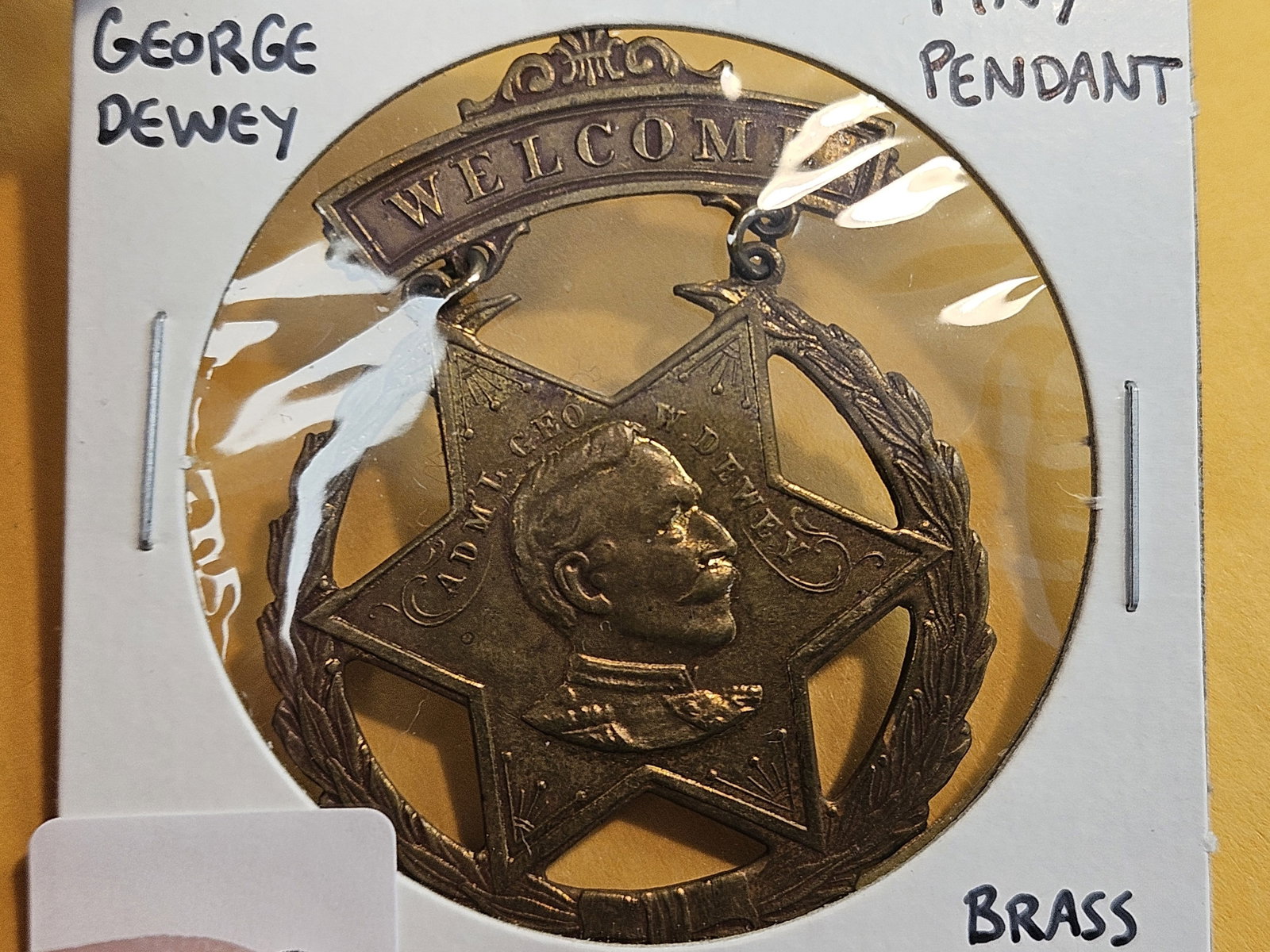 Cool Admiral George Dewey Pin-Pendant: Brass Medal