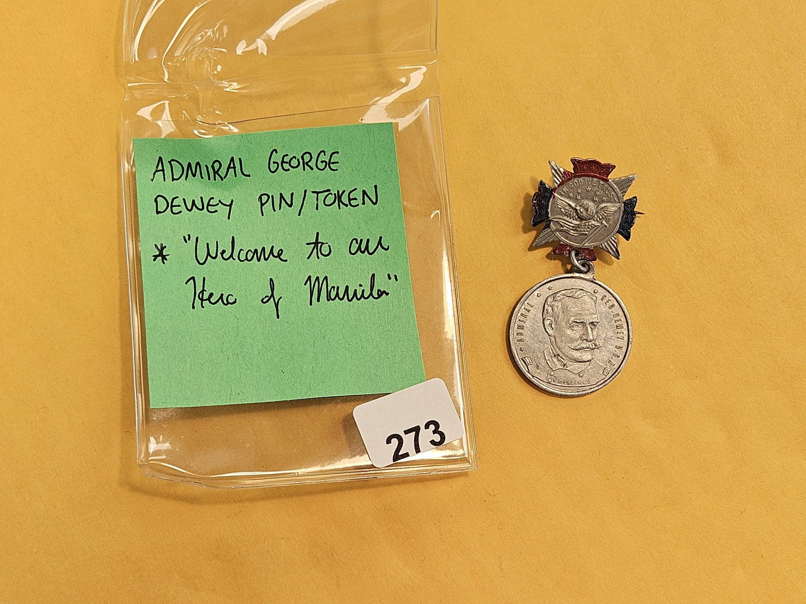 Another cool Admiral George Dewey Pin-Pendant: Smaller. Prooflike