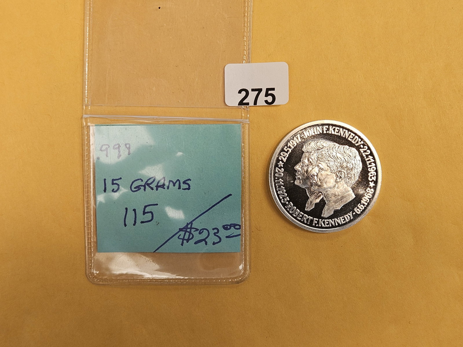 GEM Proof .999 fine silver Kennedy Token: John F and Robert