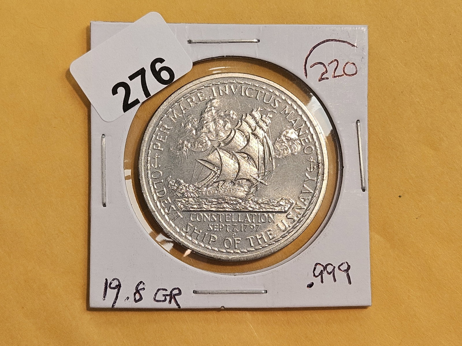 1972-P Silver U.S.S. Constellation Medal - 2