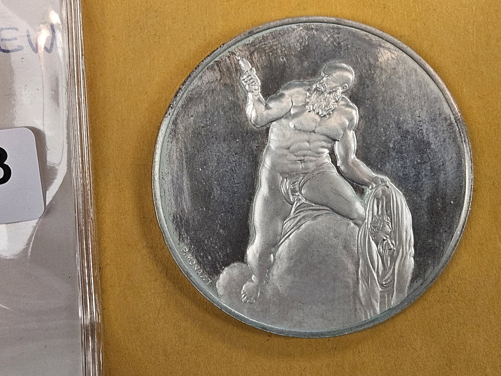 GEM Proof Deep Cameo Sterling Silver Michelangelo round: Weighs 1.24 Troy ounces. 38.7 grams. St Bartholemew