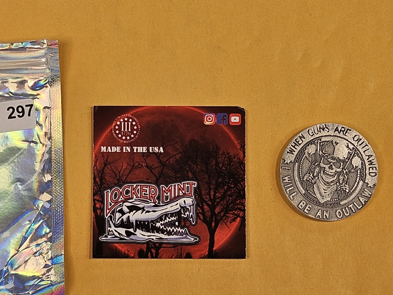 TWO Troy ounce .999 fine silver art round: Outlaw