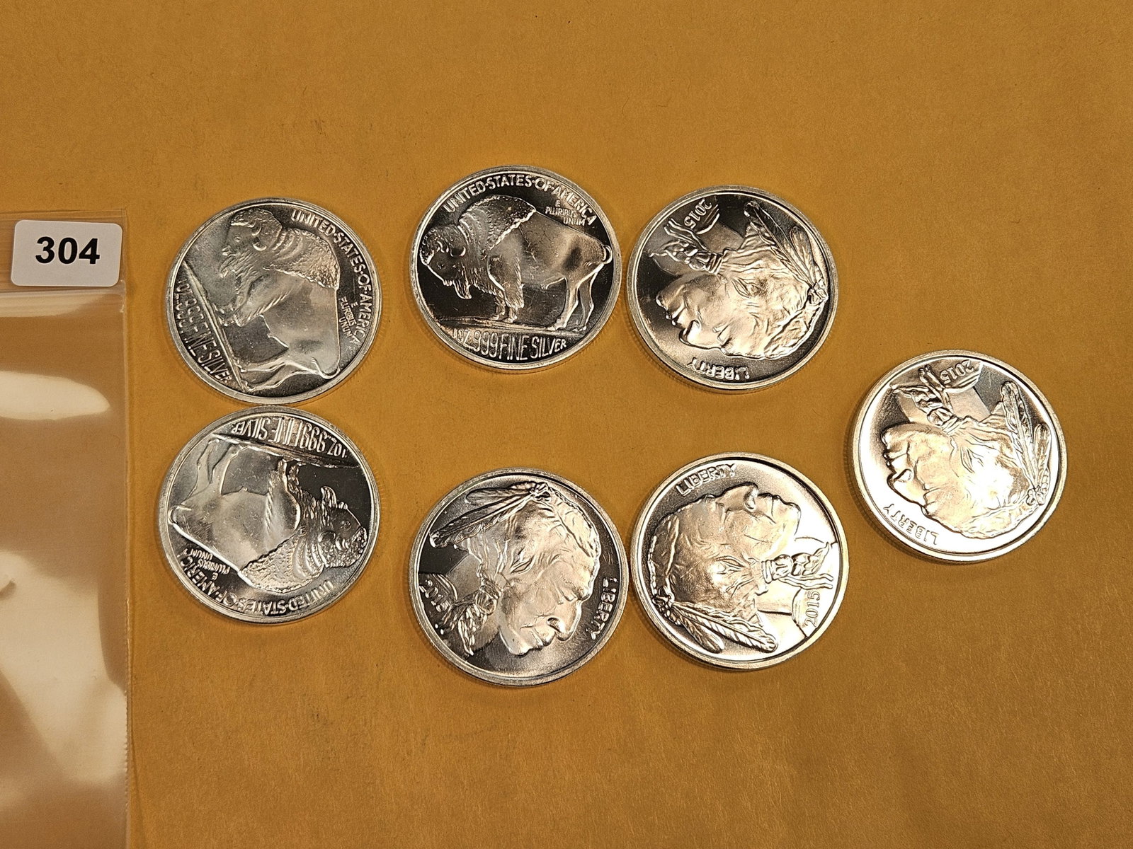 SEVEN 1-troy ounce .999 fine silver rounds - 2