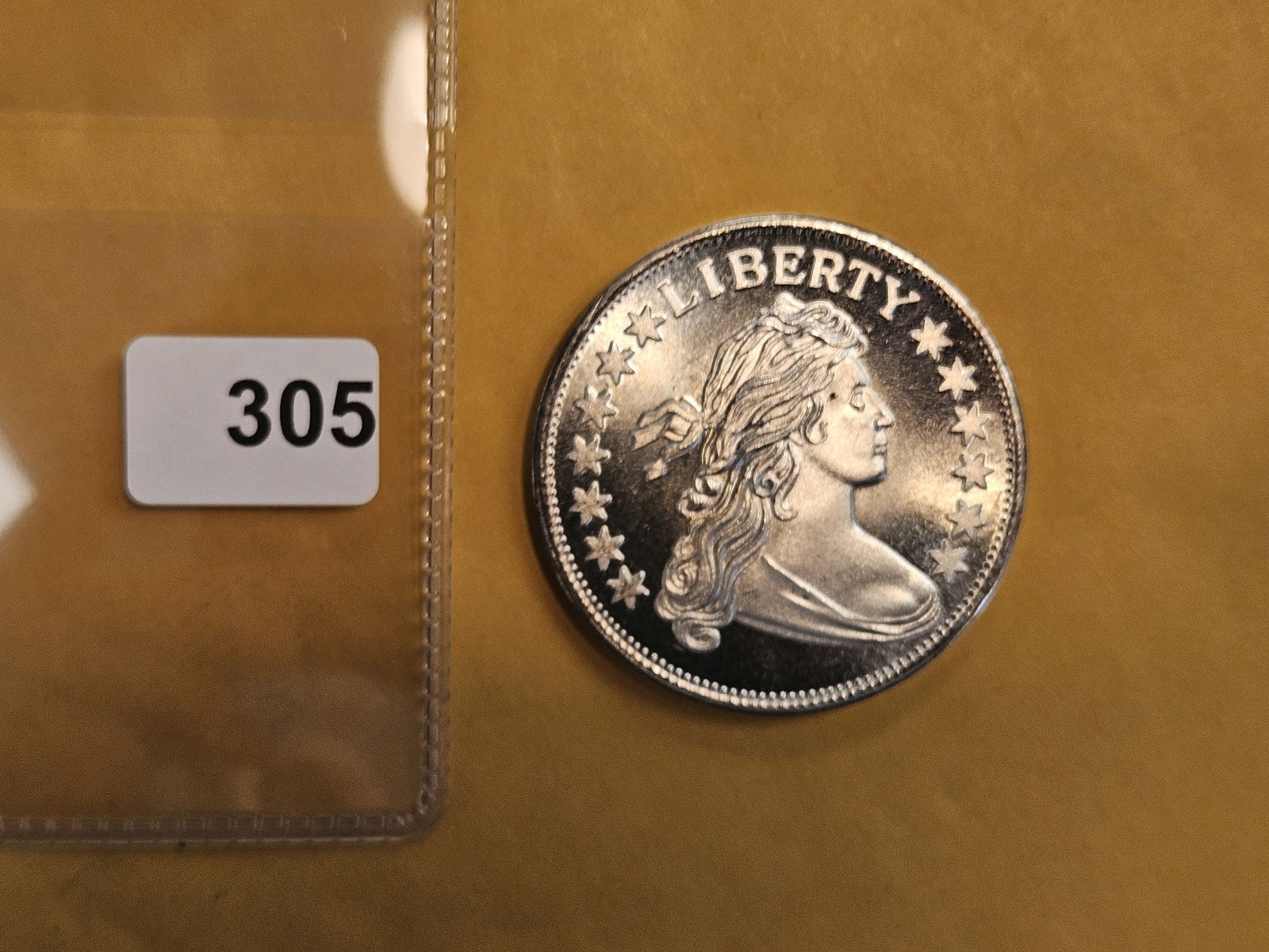 One Troy ounce .999 fine silver art round: Liberty