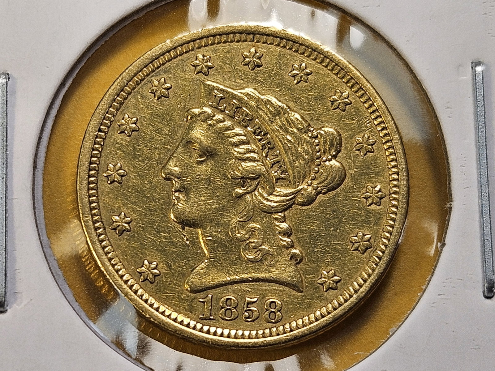GOLD! Bright About Uncirculated 1852 $2.5 Dollar Liberty Head Gold: Quarter Eagle