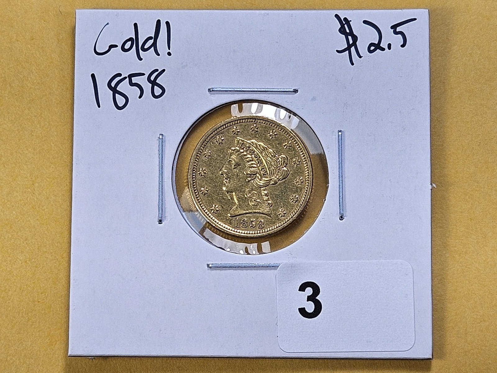 GOLD! Bright About Uncirculated 1852 $2.5 Dollar Liberty Head Gold - 2