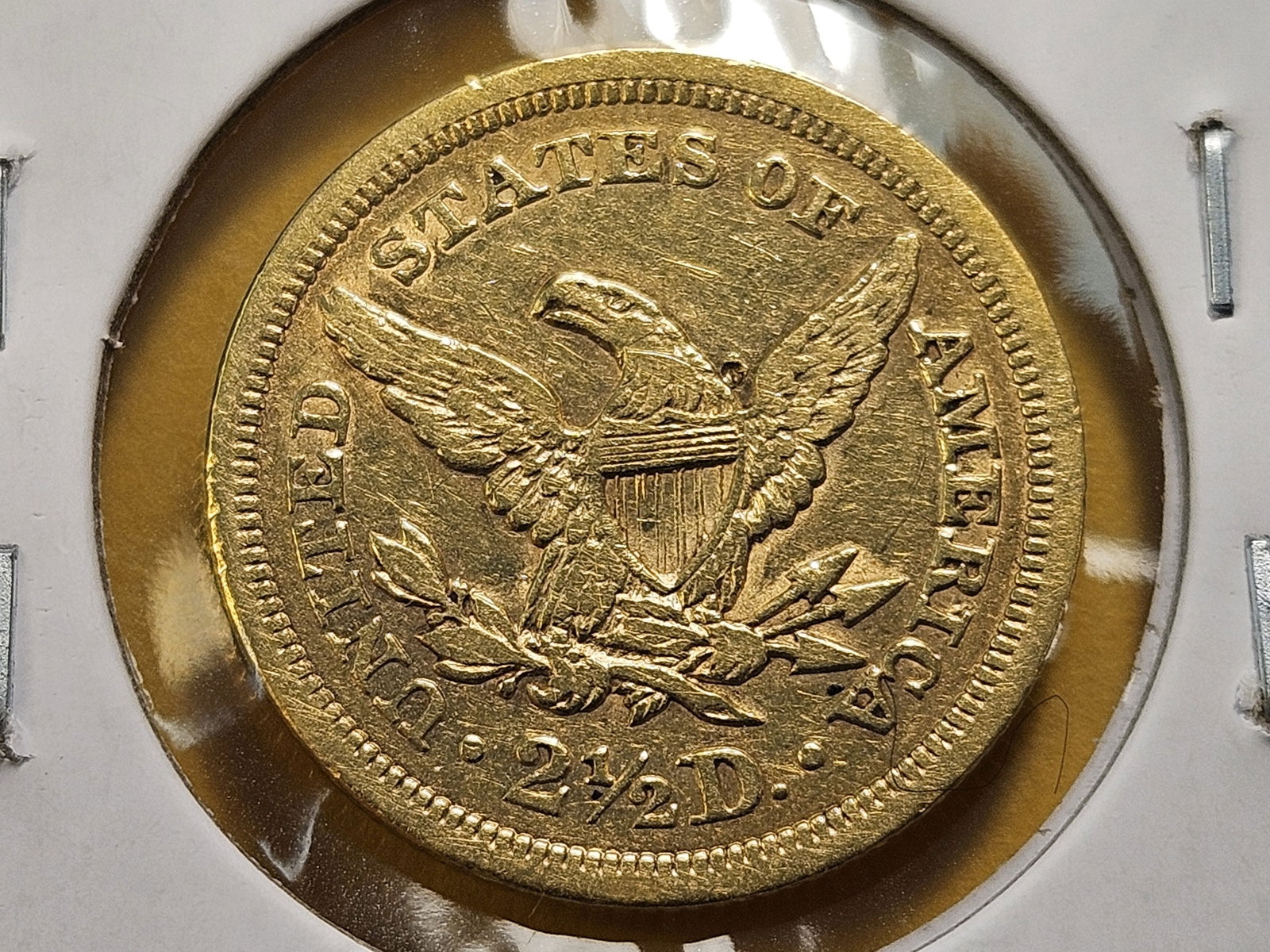 GOLD! Bright About Uncirculated 1852 $2.5 Dollar Liberty Head Gold - 4