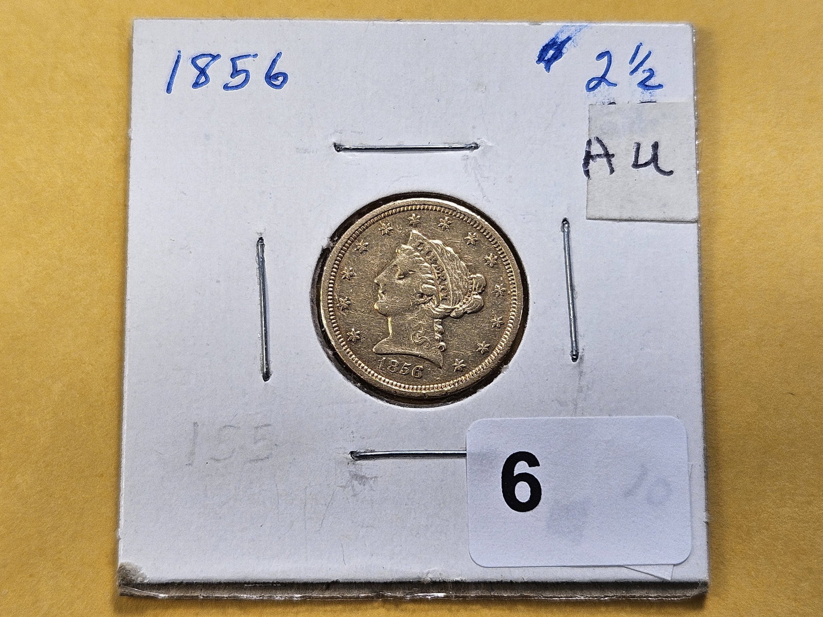 GOLD! Brilliant About Uncirculated 1856 $2.5 Dollar Liberty Head Gold - 2