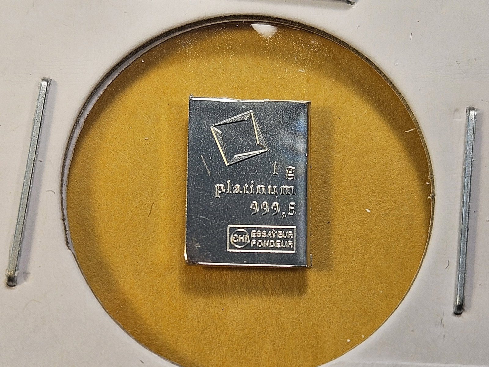 PLATINUM! Valcambi Suisse One Gram .9995 Fine Platinum Bar: Fractional Platinum Bar