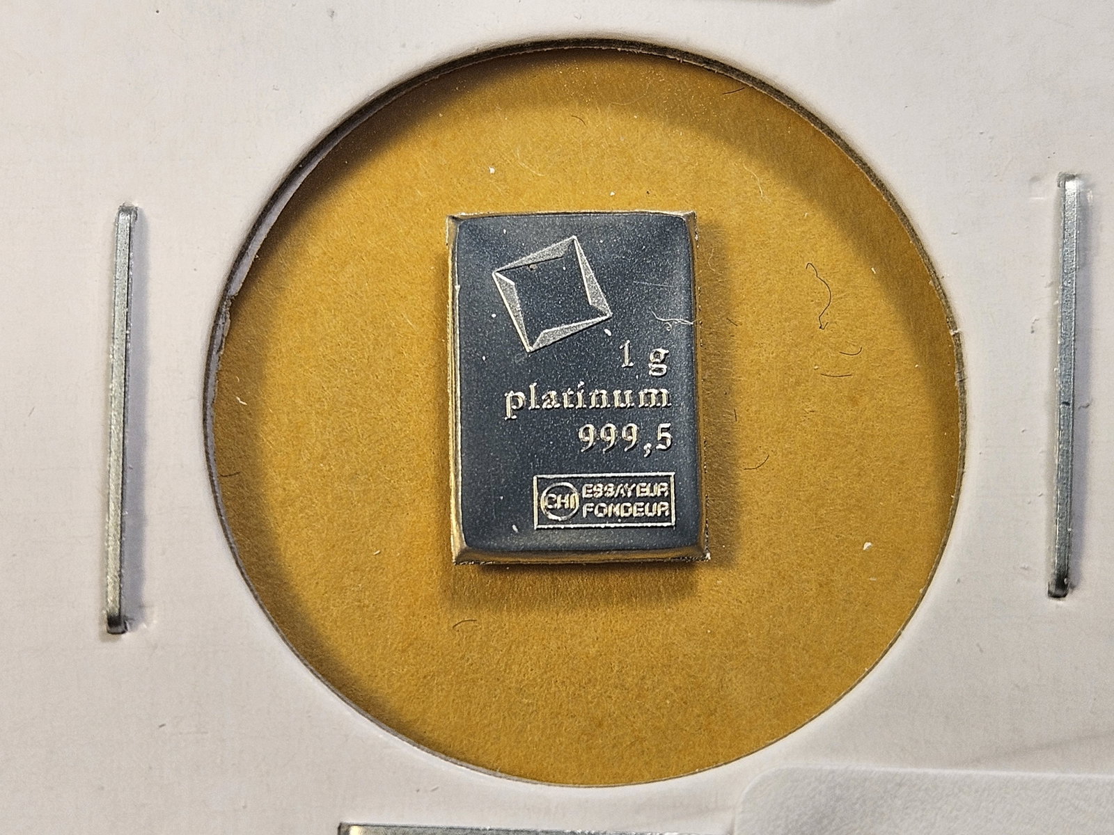 PLATINUM! Valcambi Suisse One Gram .9995 Fine Platinum Bar: Fractional Platinum Bar