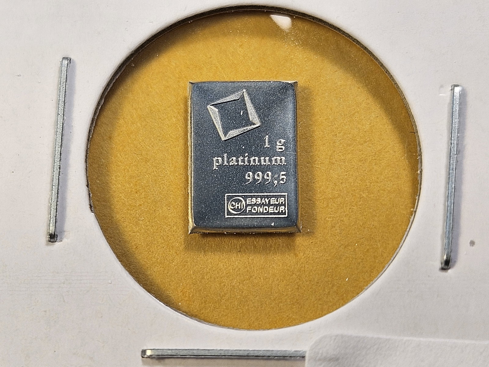 PLATINUM! Valcambi Suisse One Gram .9995 Fine Platinum Bar: Fractional Platinum Bar
