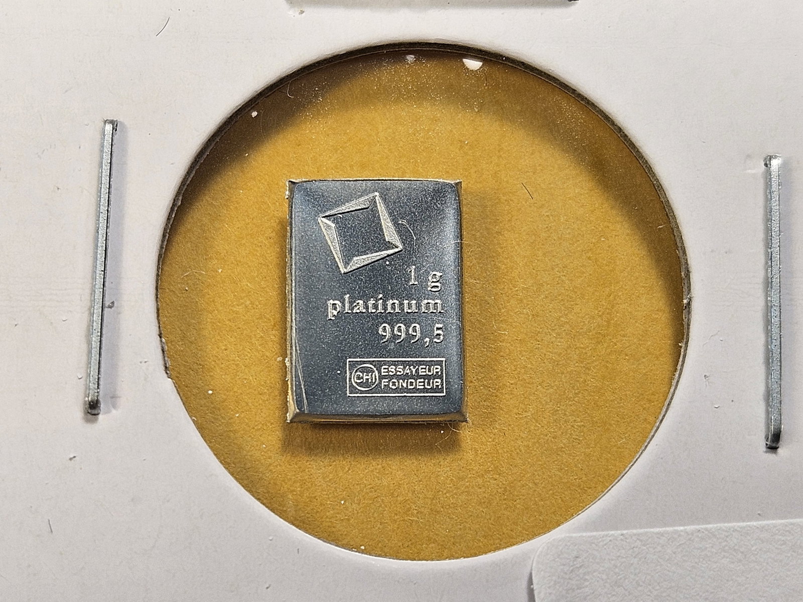 PLATINUM! Valcambi Suisse One Gram .9995 Fine Platinum Bar: Fractional Platinum Bar