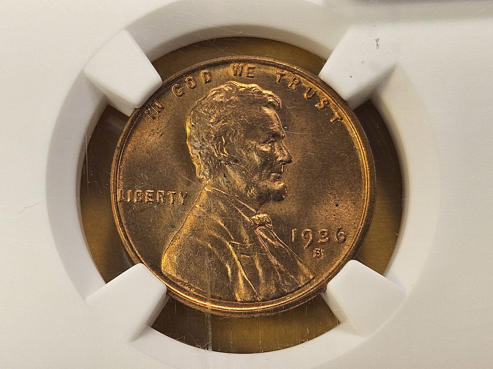 GEM! NGC 1936-S Lincoln Wheat Cent in Mint State 66 Red: Brilliant Luster!