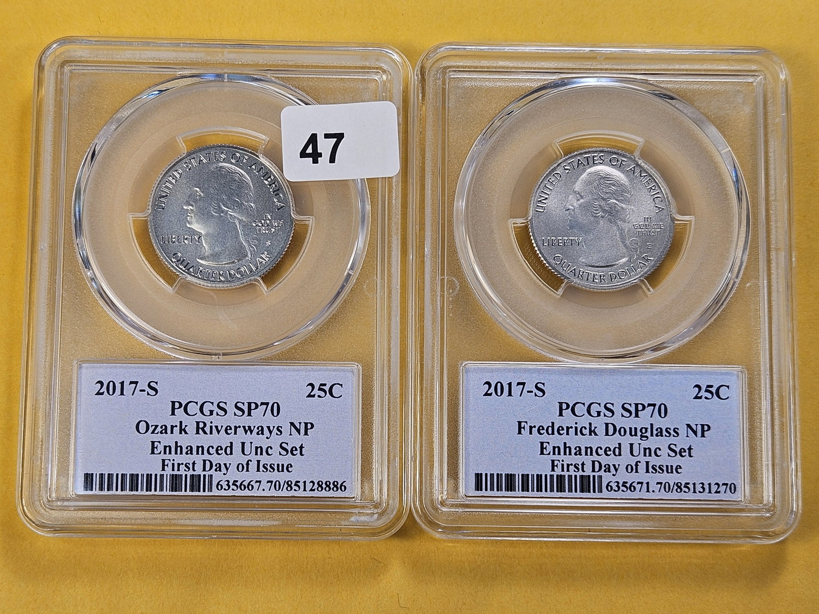 PERFECT GRADES! Two PCGS 2017-S Washington Quarters in Specimen 70 (1 of 6)