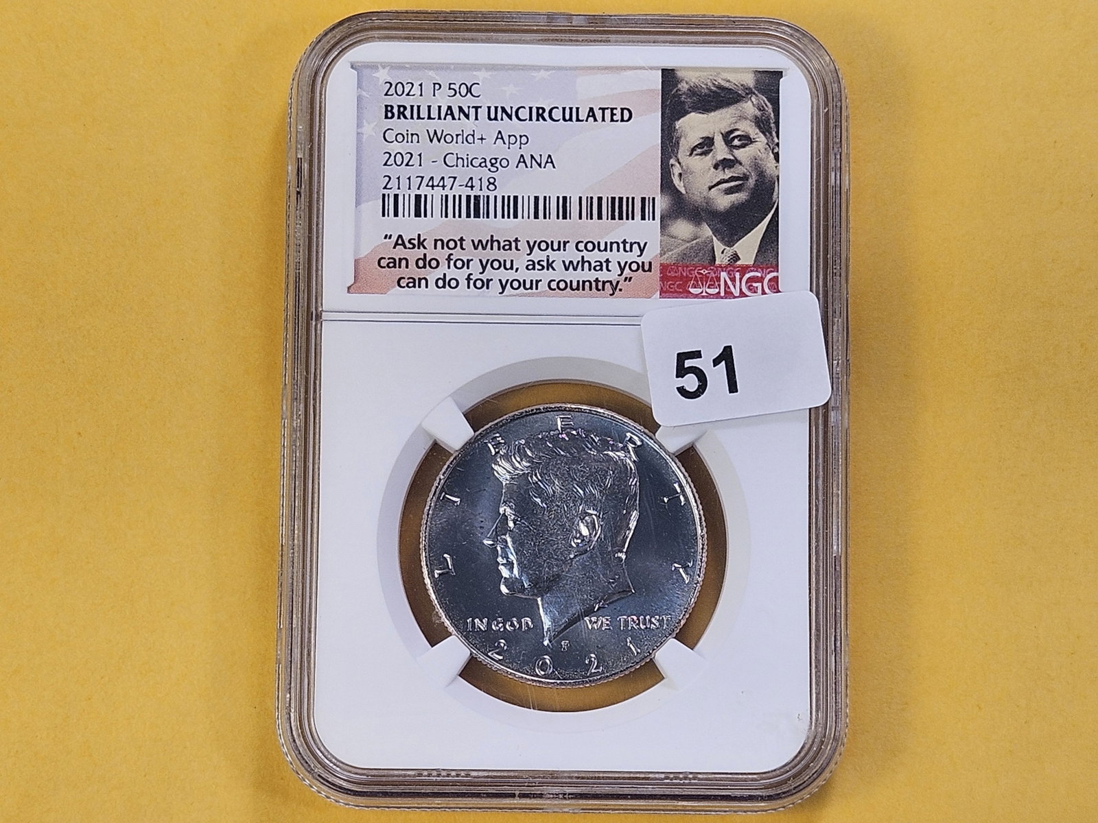 NGC 2021 Kennedy Half Dollar in Brilliant Uncirculated - 2