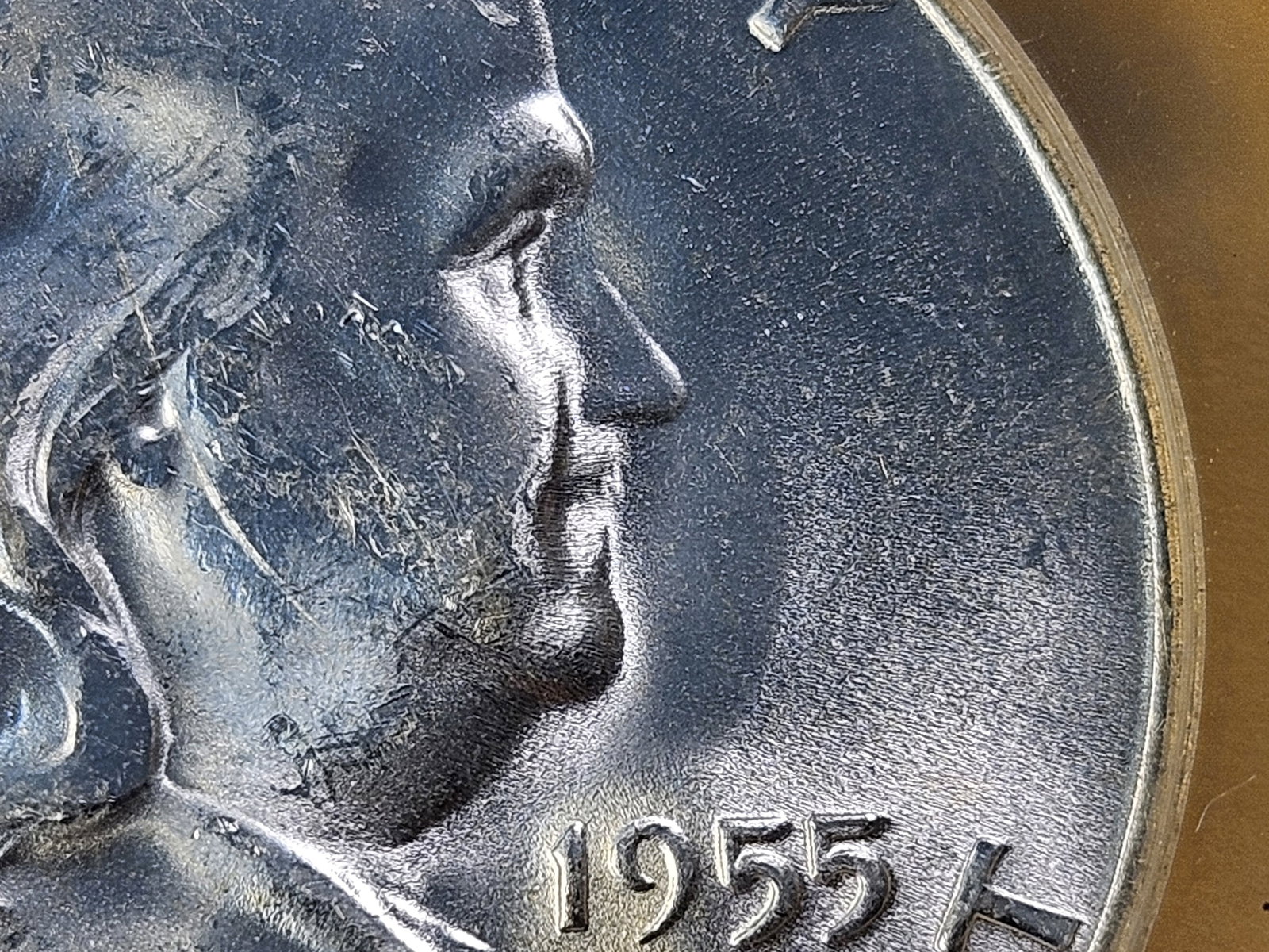 VARIETY! ANACS 1955 Franklin Silver Half Dollar in Mint State 63 - 2