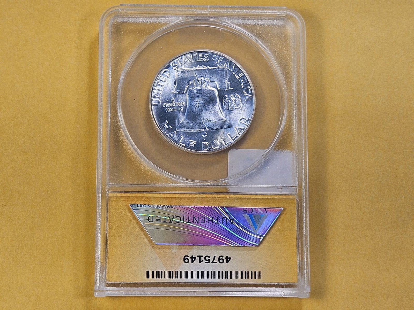 VARIETY! ANACS 1955 Franklin Silver Half Dollar in Mint State 63 - 4