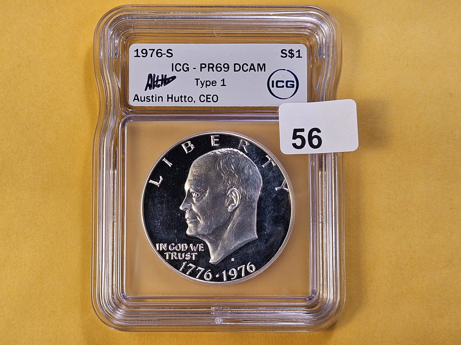 ICG 1976-S Eisenhower Silver Dollar in Proof 69 Deep Cameo - 2