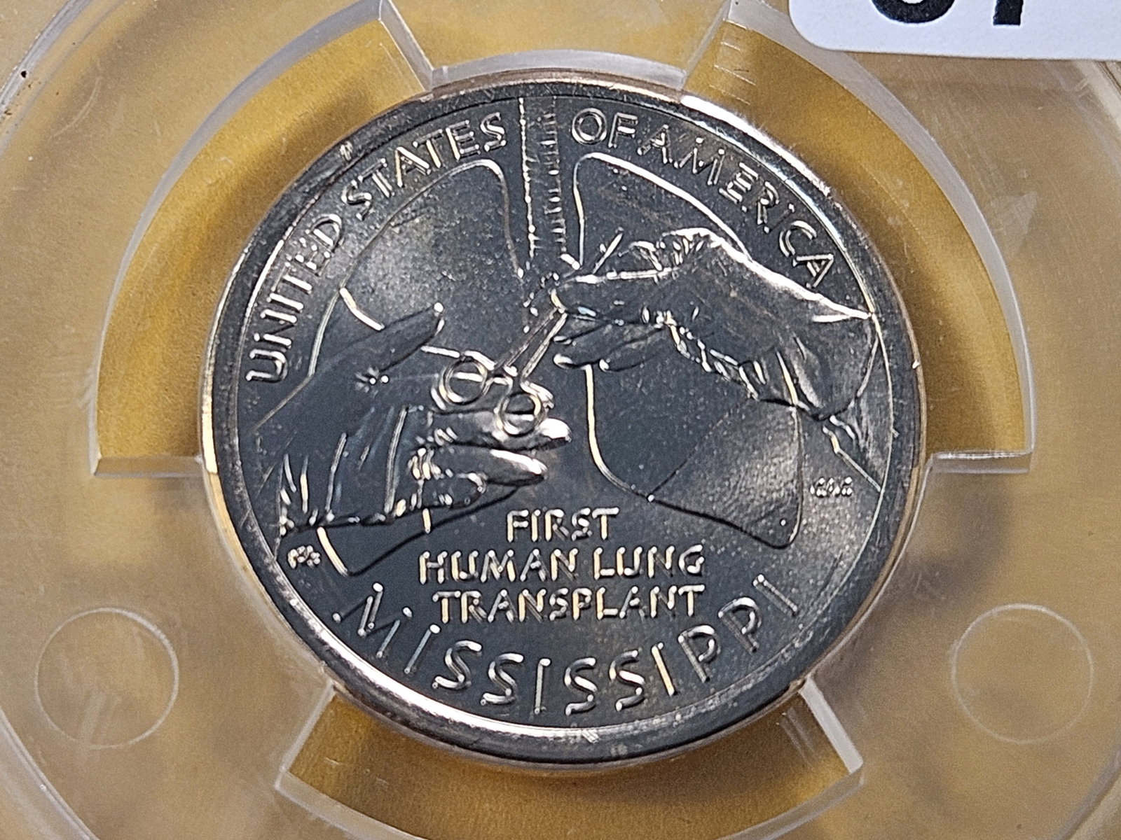 SUPERB GEM! ANACS 2023 American Innovation Dollar in Mint State 67: In First Day of Issue Holder! First Human Lung Transplant