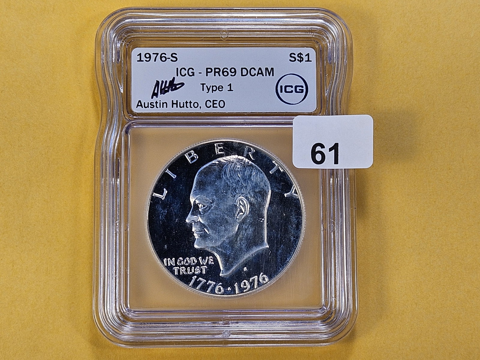 ICG 1976-S Eisenhower Silver Dollar in Proof 69 Deep Cameo - 2