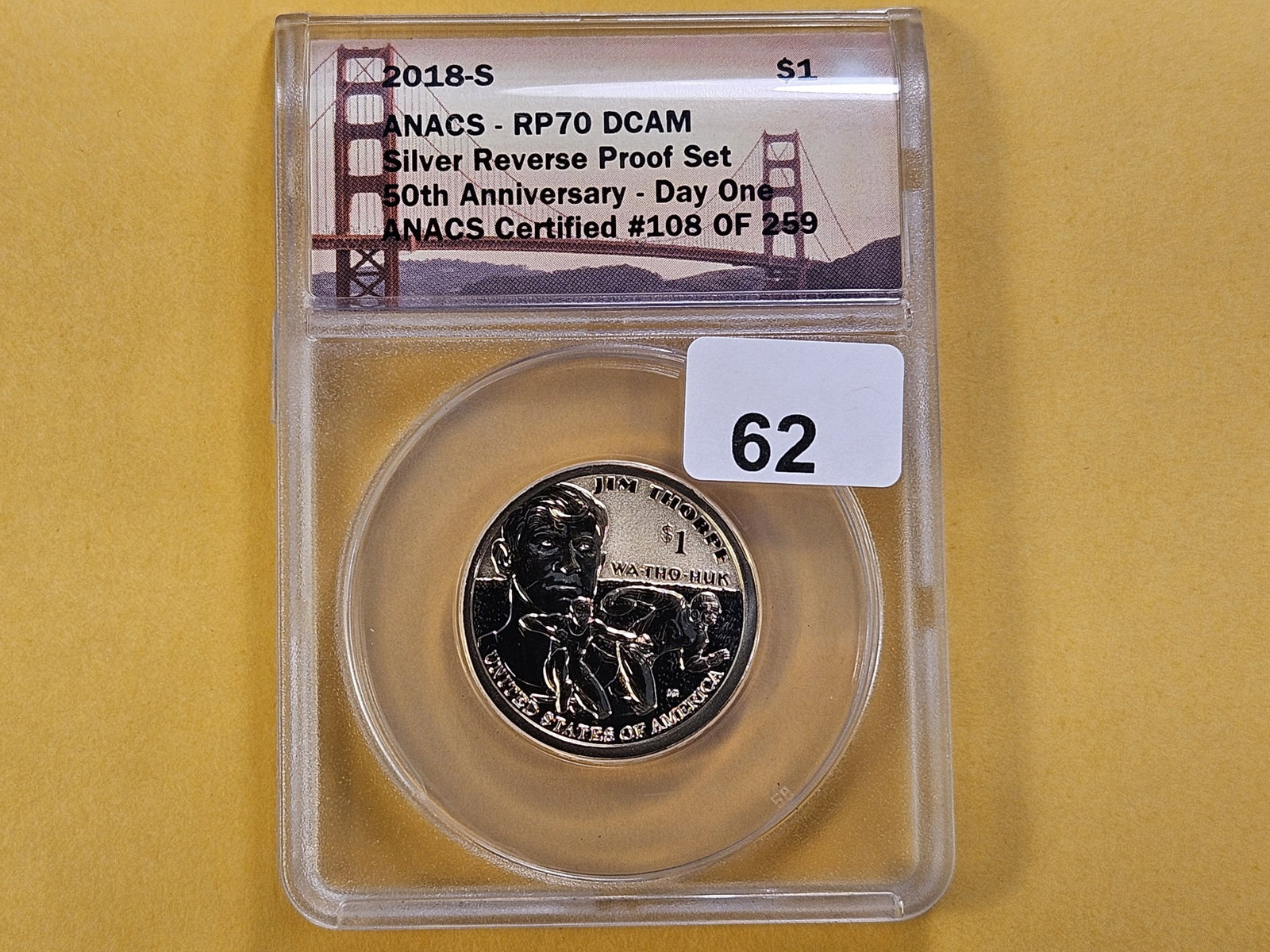 PERFECT GRADE! ANACS 2018-S Sacagawea Dollar in Reverse Proof 70 - 2