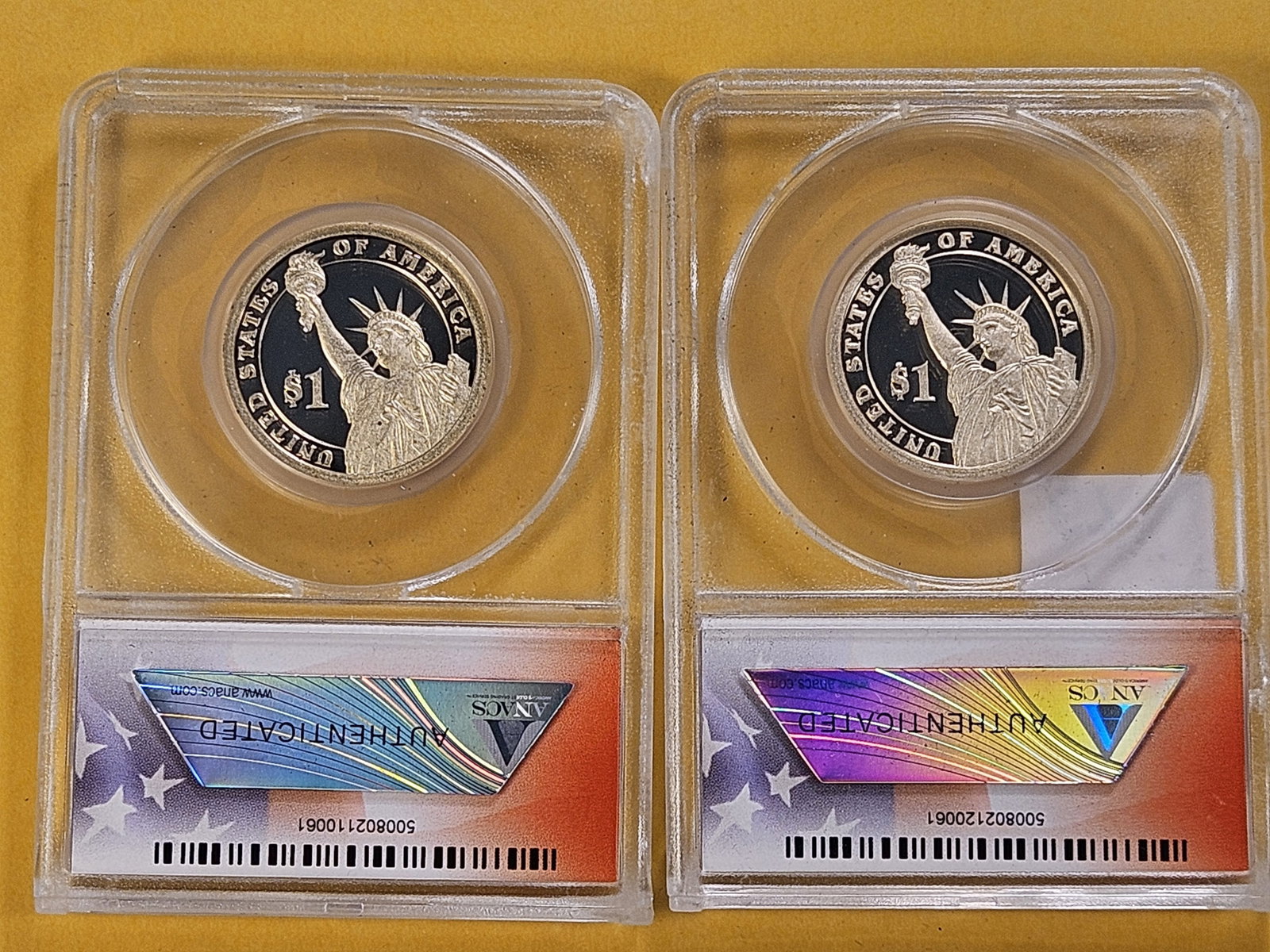 PERFECT GRADES! Two ANACS 2014-S Presidential Dollars in Proof 70 Deep Cameo - 4