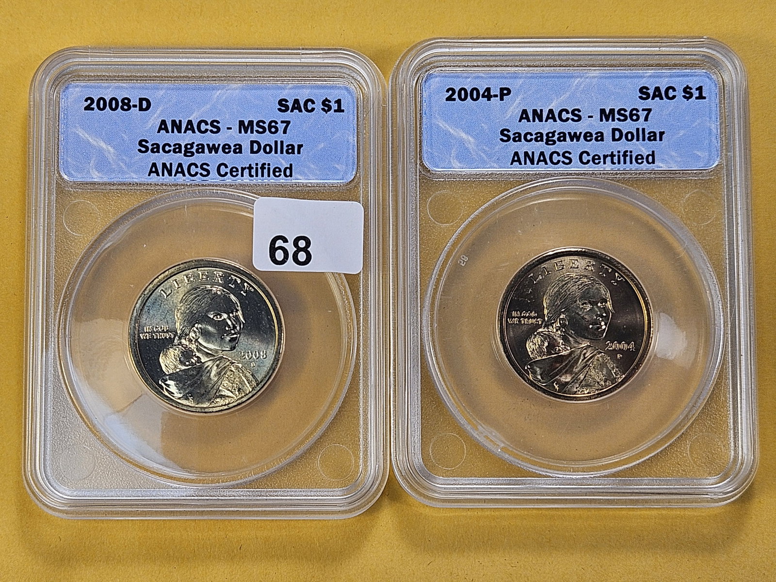 SUPERB GEM! Two ANACS Sacagawea Dollars in Mint State 67 (1 of 6)